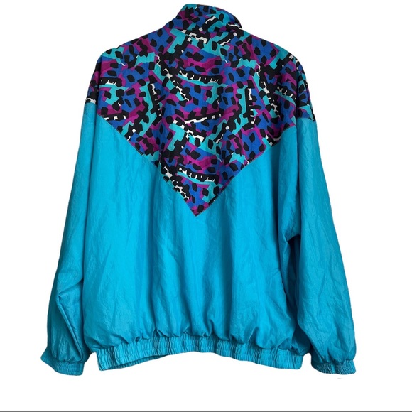 Vintage 80’s Nylon Funky Print Windbreaker XL Stranger Things - Picture 2 of 5